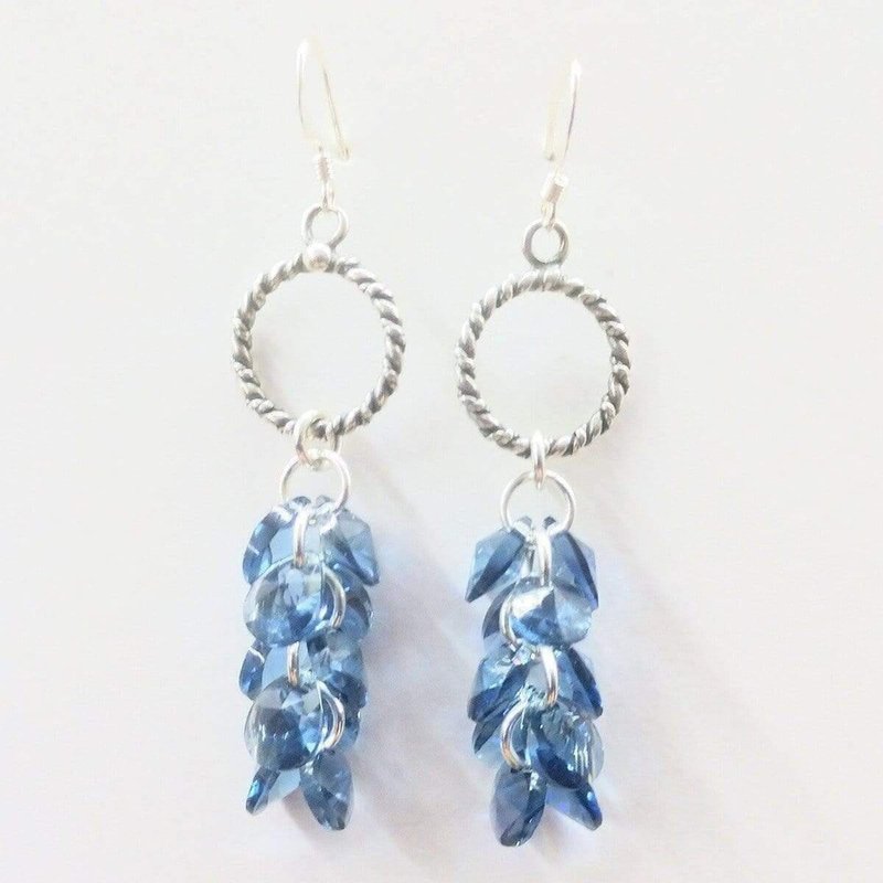 Alexa Martha Designs Sterling Silver Denim Blue Crystal Cluster Earrings In Grey