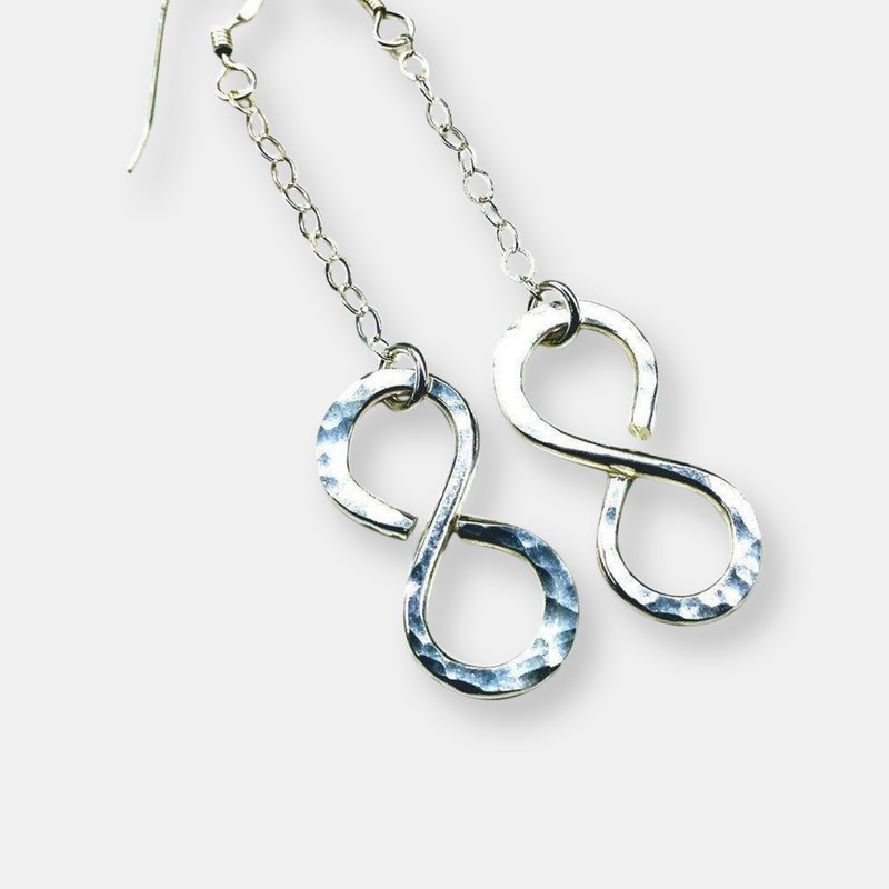 Alexa Martha Designs Sterling Silver Hammer Patterned Infinity Earrings In Grey