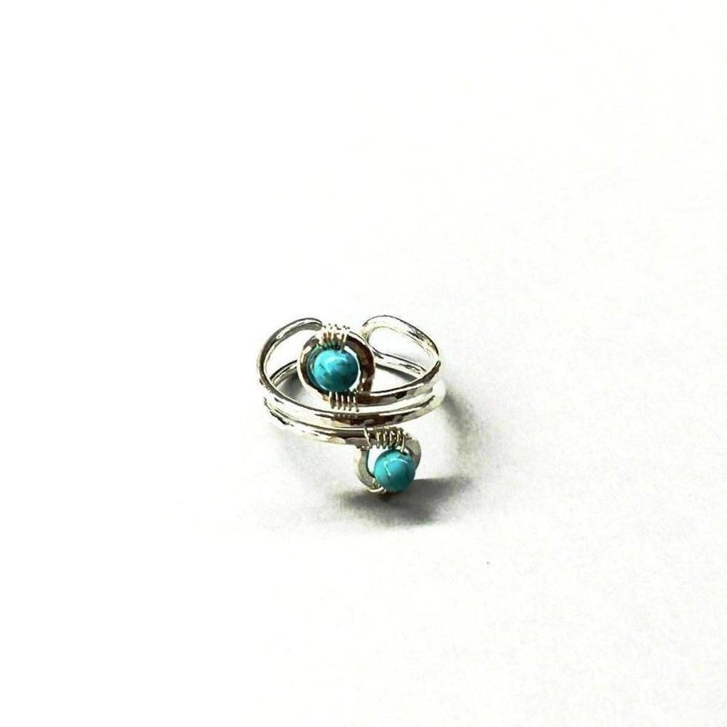 Alexa Martha Designs Sterling Silver Turquoise Adjustable Wire Wrap Finger Toe Ring In Grey