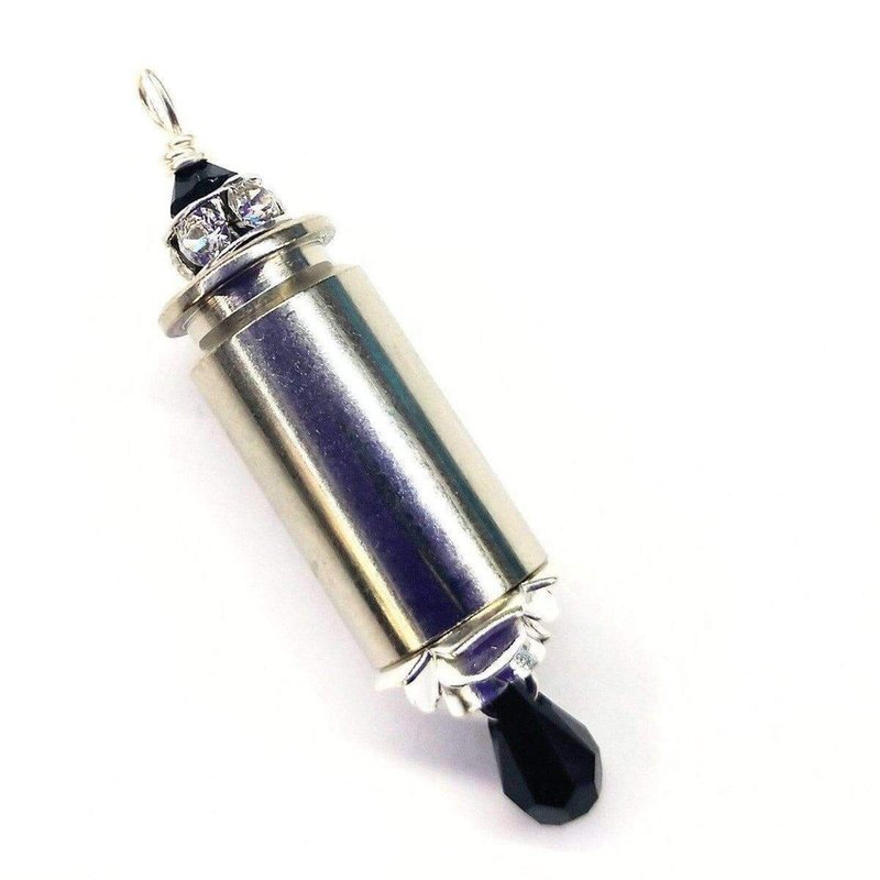 Alexa Martha Designs Vintage Style Pink Crystal Drop Silver Bullet Necklace In Black