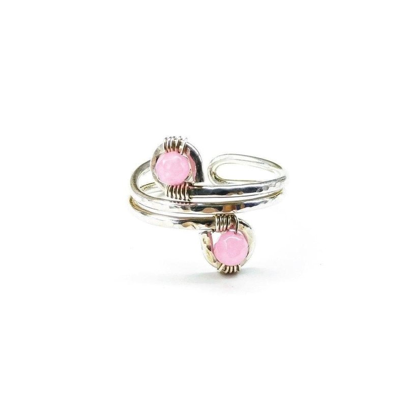 Alexa Martha Designs Wire Wrapped Sterling Silver Pink Jade Adjustable Finger Toe Ring