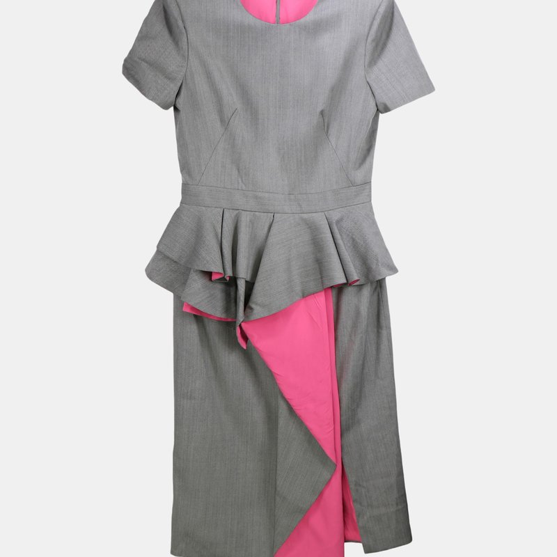 Alexander Mcqueen Women's Grey Short Sleeve Wool Dress