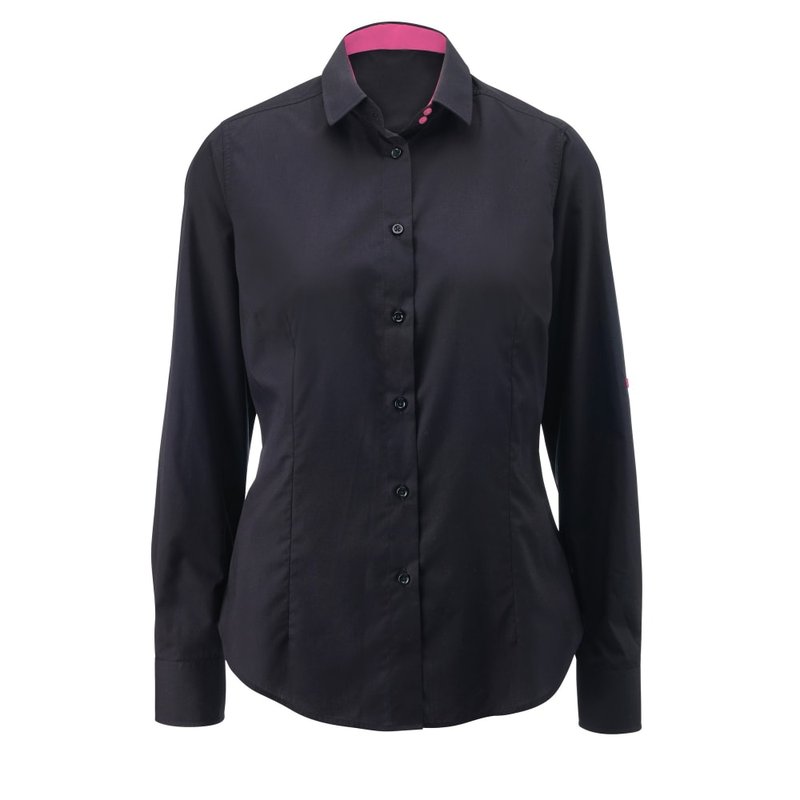 Alexandra Womens/ladies Roll Sleeve Hospitality Work Shirt (black/ Pink)