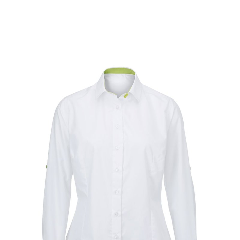 Alexandra Womens/ladies Roll Sleeve Hospitality Work Shirt (white/ Lime)