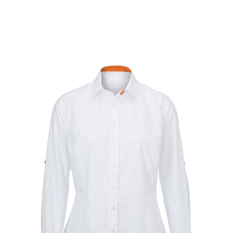 Alexandra Womens/ladies Roll Sleeve Hospitality Work Shirt (white/ Orange)