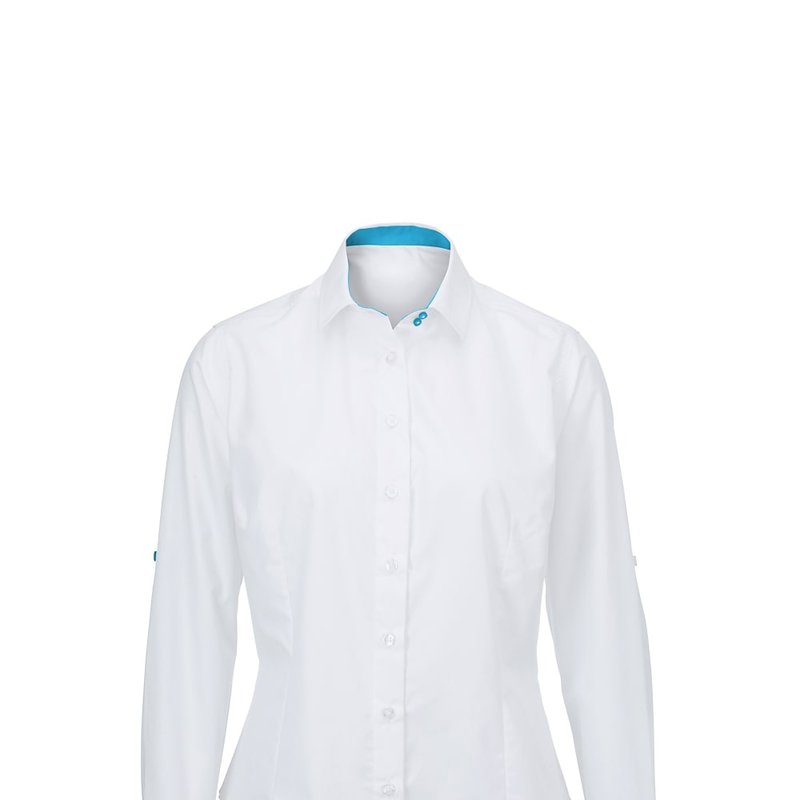 Alexandra Womens/ladies Roll Sleeve Hospitality Work Shirt (white/ Peacock)