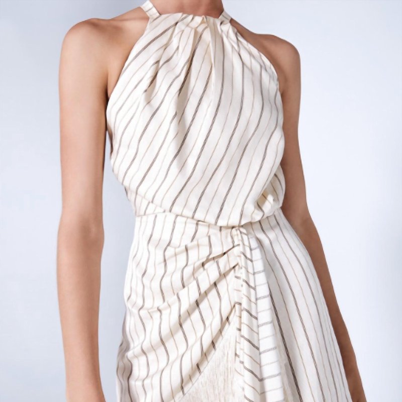 Shop Alexis Merina Striped Fringe Wrap Dress In White