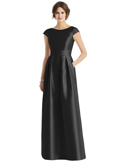 Alfred Sung Cap Sleeve Pleated Skirt Dress with Pockets - D767 product