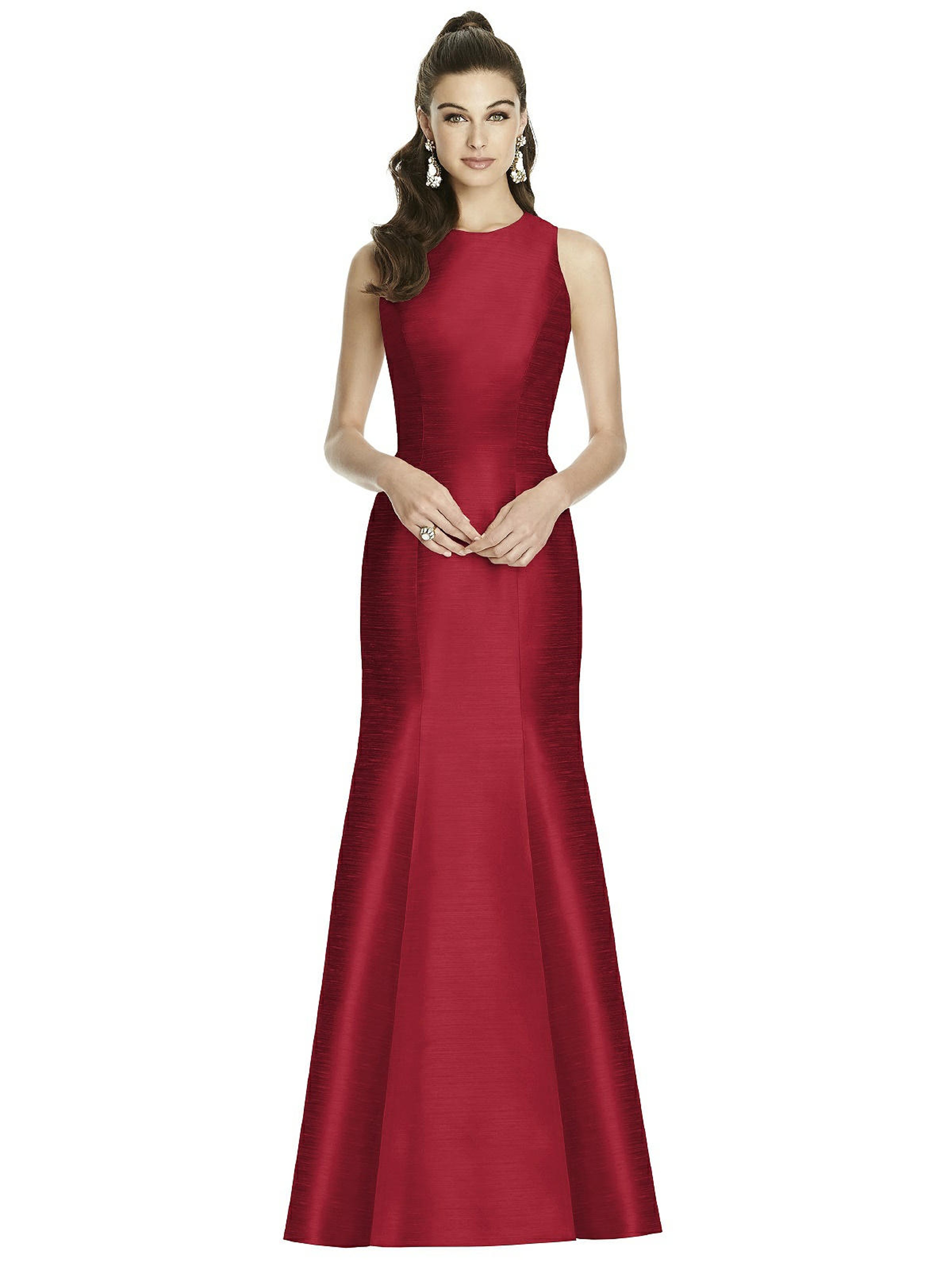 ALFRED SUNG ALFRED SUNG SLEEVELESS CUTOUT TRUMPET GOWN WITH BACK BOW