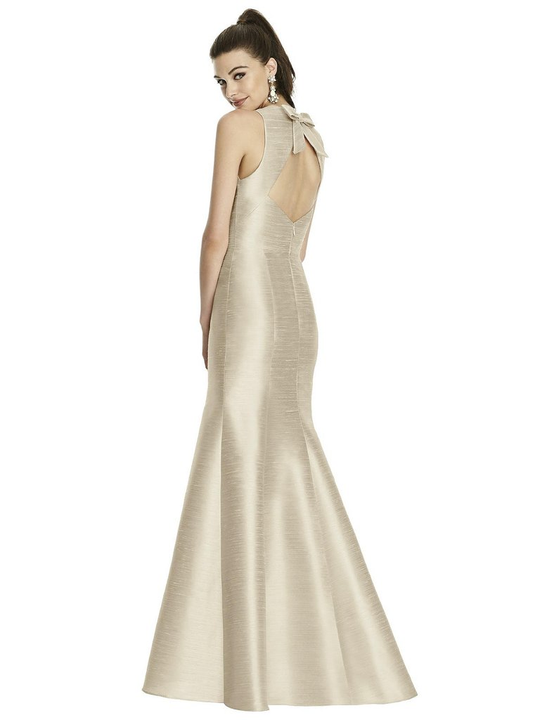Sleeveless Cutout Trumpet Gown with Back Bow