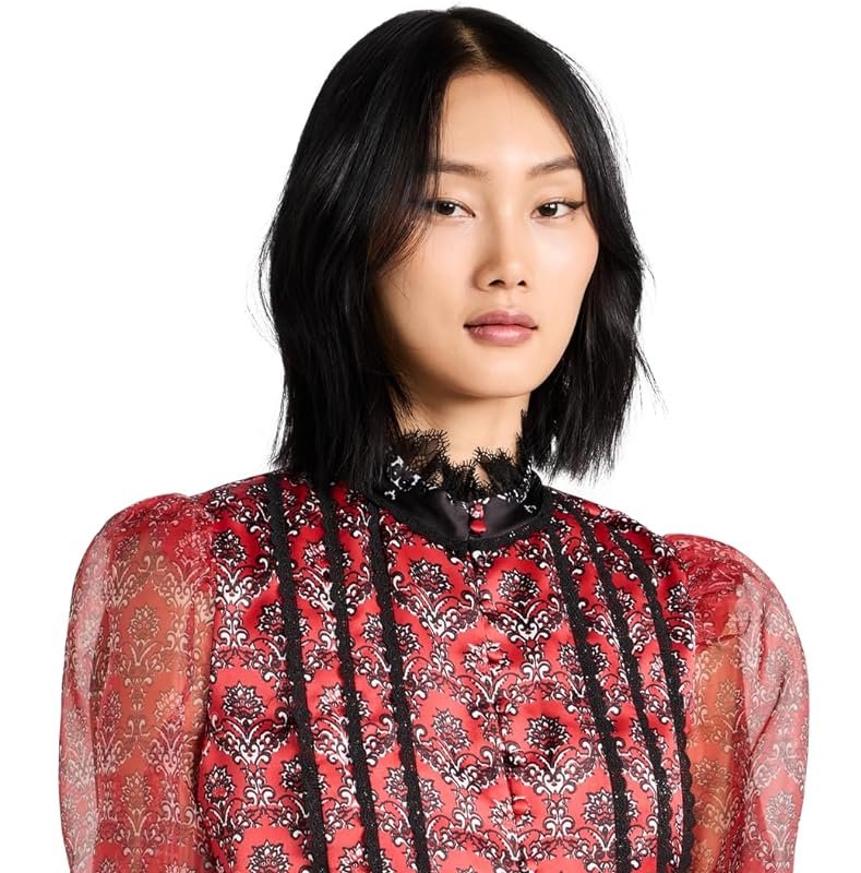 Shop Alice And Olivia Women Bettina Top Allure Medallion Red Print Polyester Shirt