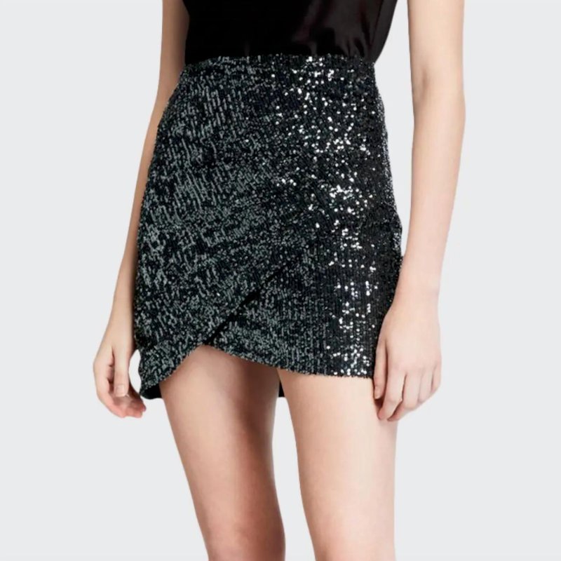 Shop Alice And Olivia Fidela Embellished Draped Mini Skirt In Black