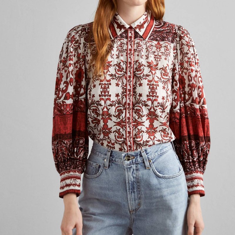 Alice And Olivia Tiffie Rose Fatal Attraction Drama Sleeve Button Down Blouse In Multi