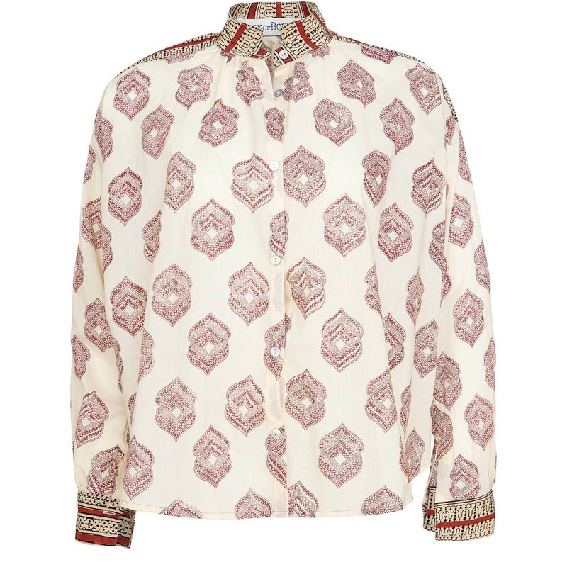Alix Of Bohemia Kiki Red Orchid Shirt In White