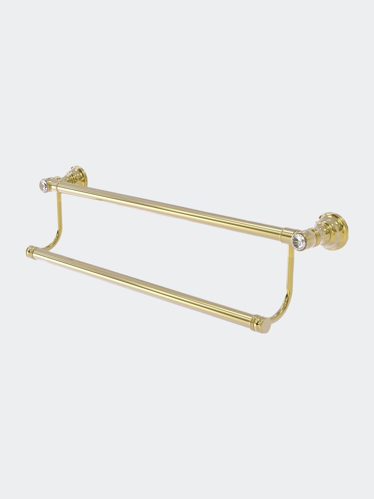 Carolina Crystal Collection 18" Double Towel Bar - Unlacquered Brass