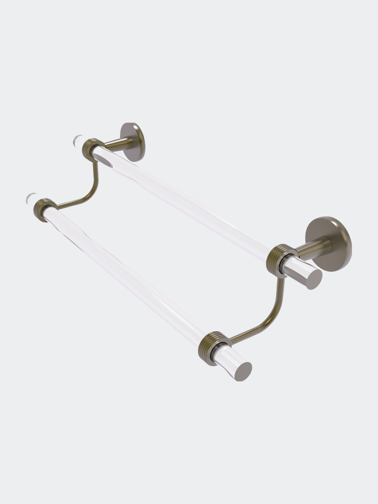 Clearview Collection 30" Double Towel Bar with Grooved Accents - Antique Brass