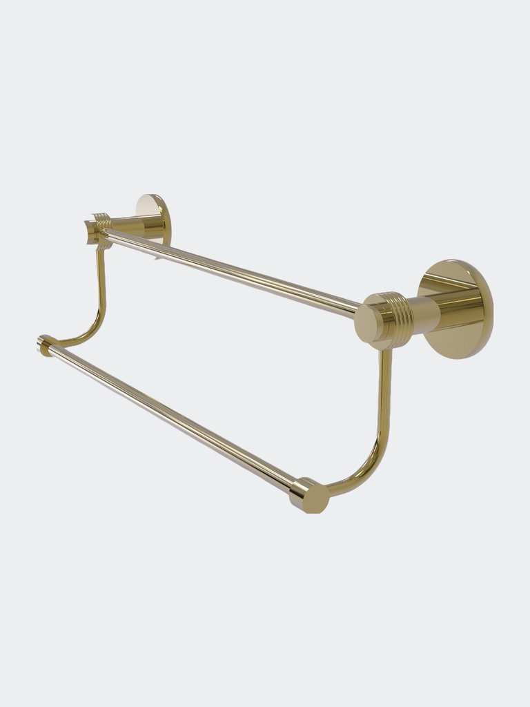 Mercury Collection 36" Double Towel Bar With Grooved Accents - Unlacquered Brass