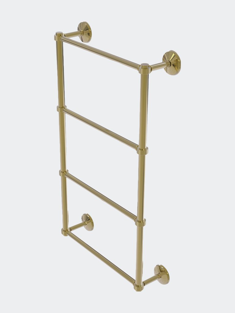 Monte Carlo Collection 4 Tier 30" Ladder Towel Bar With Grooved Detail - Unlacquered Brass