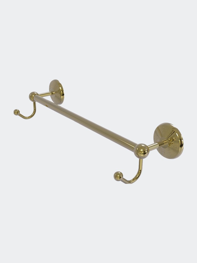 Prestige Monte Carlo Collection 30" Towel Bar With Integrated Hooks - Unlacquered Brass