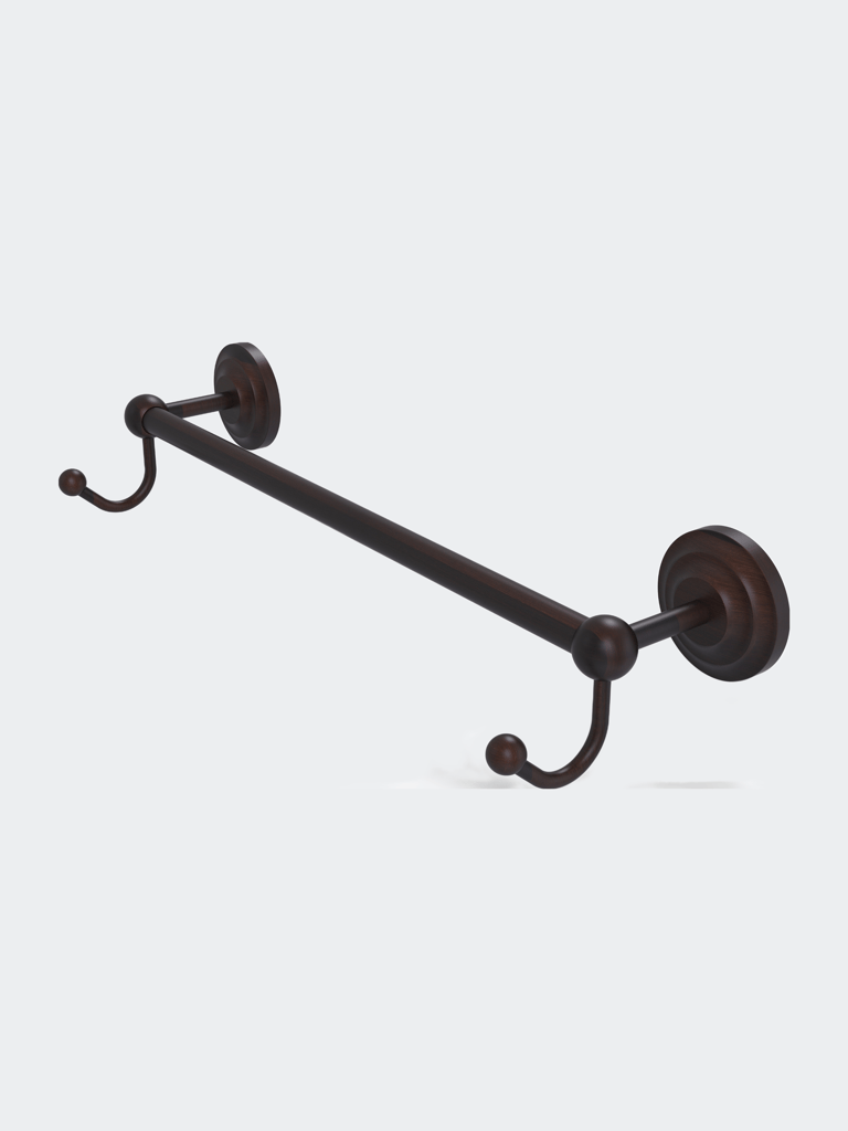 Prestige Que New Collection 30" Towel Bar with Integrated Hooks - Venetian Bronze