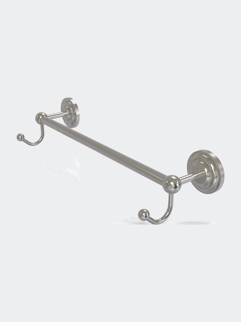 Prestige Que New Collection 36" Towel Bar With Integrated Hooks - Satin Nickel