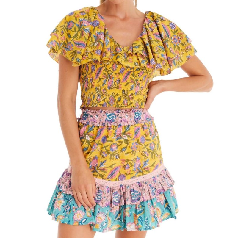 Shop Allison New York Sasha Mini Skirt In Floral Mix In Yellow