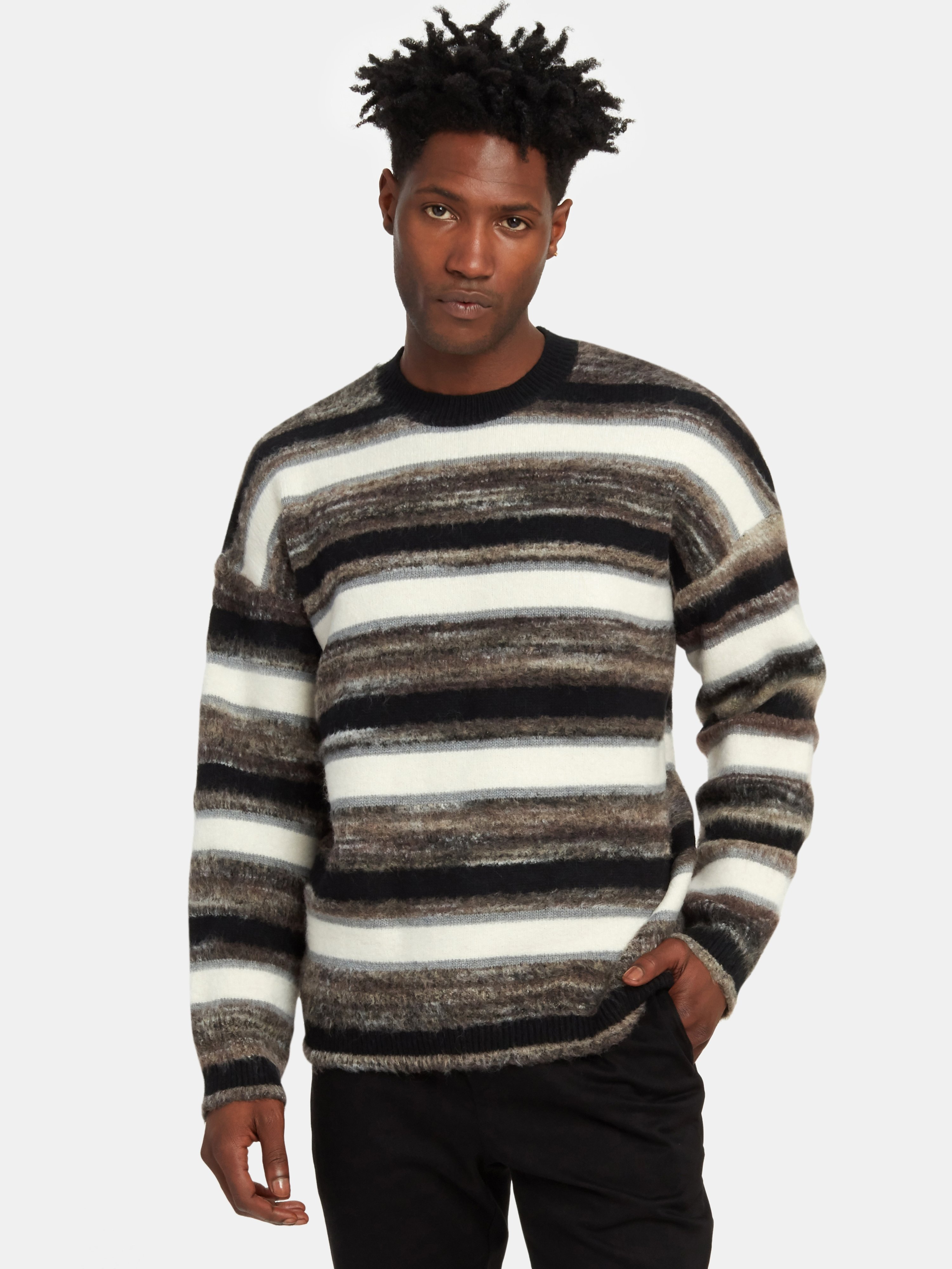 Allsaints Lerryn Crewneck Sweater In Black/grey Marl