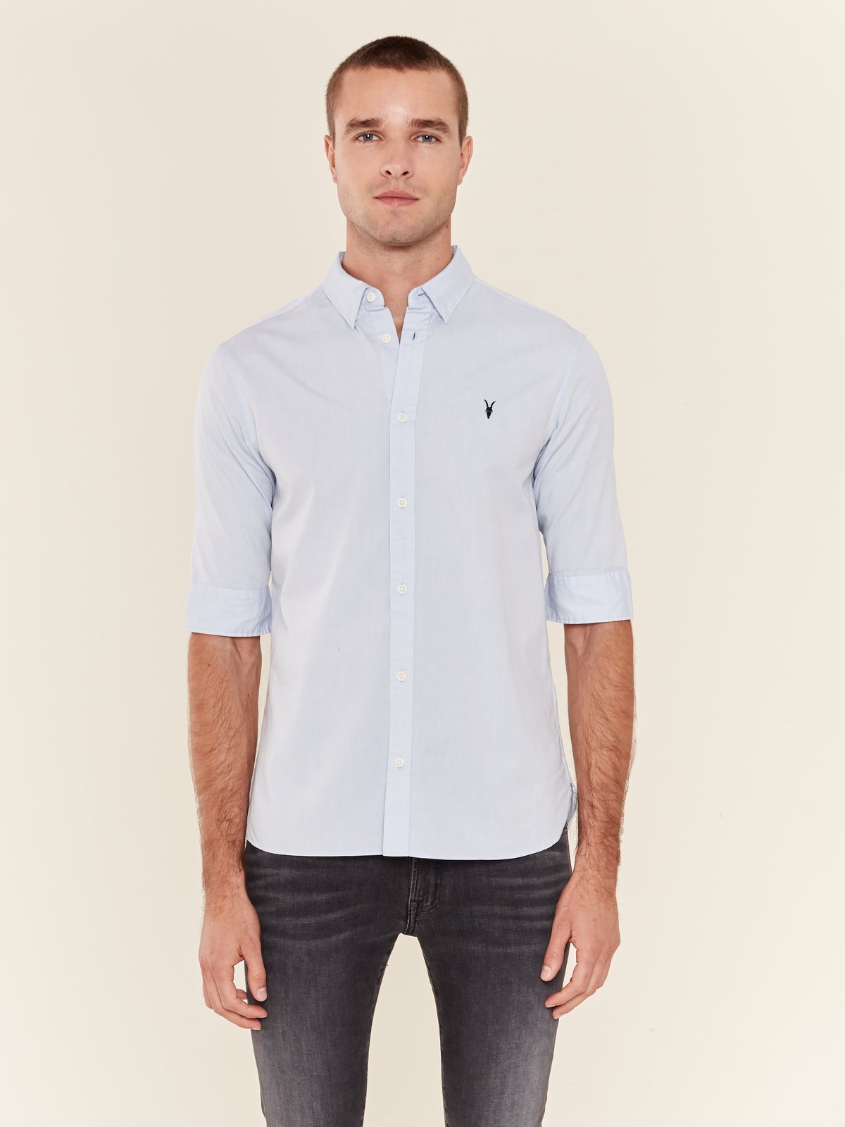 ALLSAINTS Redondo Half Sleeve Ramskull Shirt | Verishop