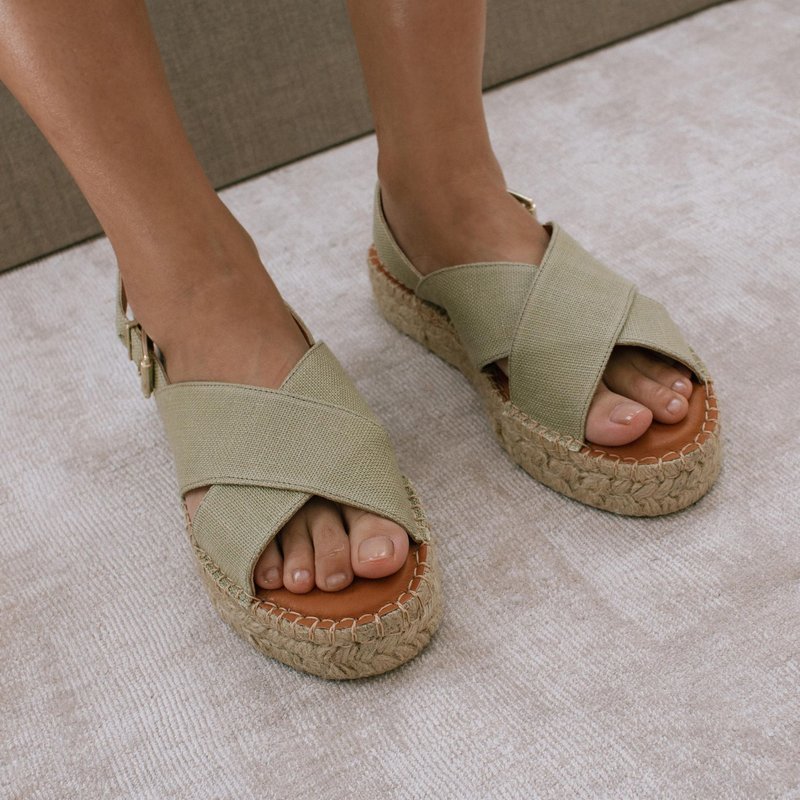 Alohas Crossed Linen Sandals In Green