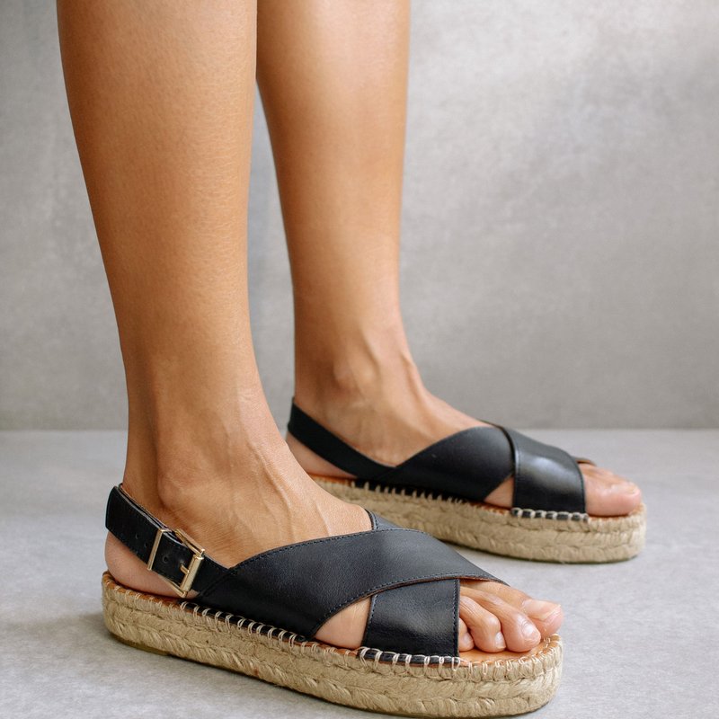 Shop Alohas Crossed Platform Espadrille Sandals In Black