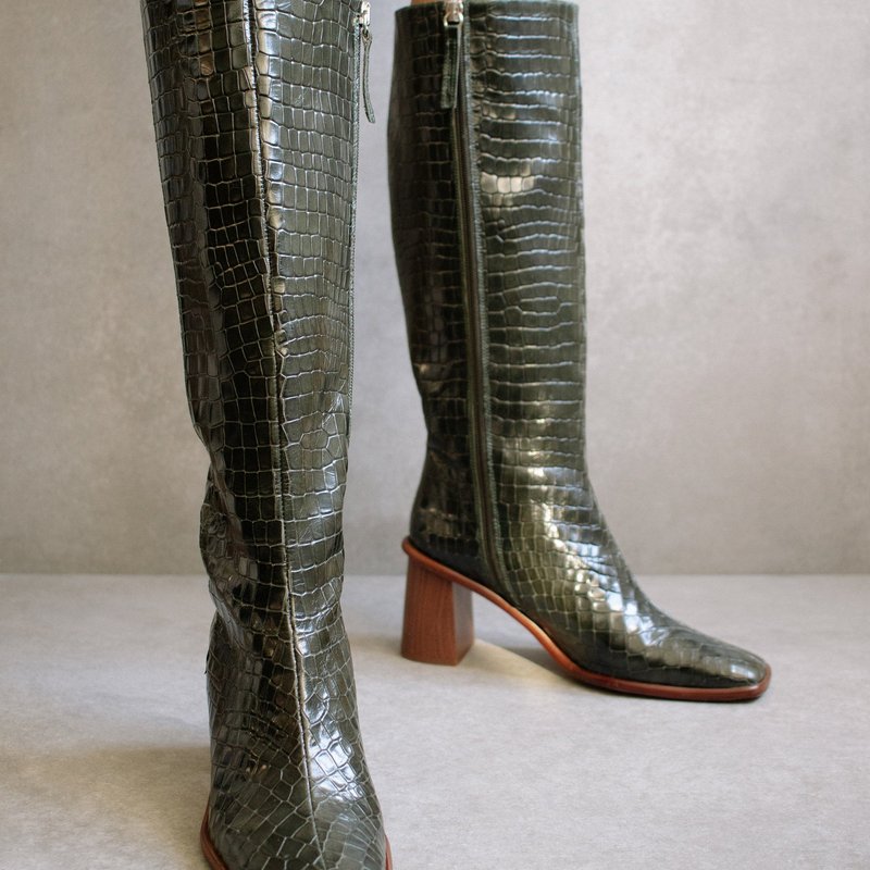 Alohas East Alli Forest Green Leather Boots