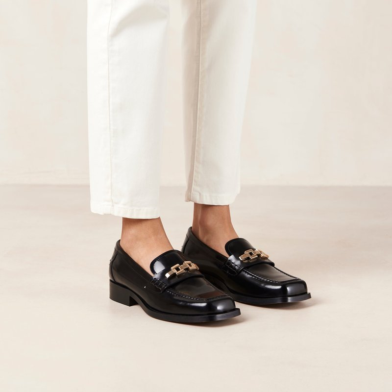 Shop Alohas Elliot Leather Loafers In Black