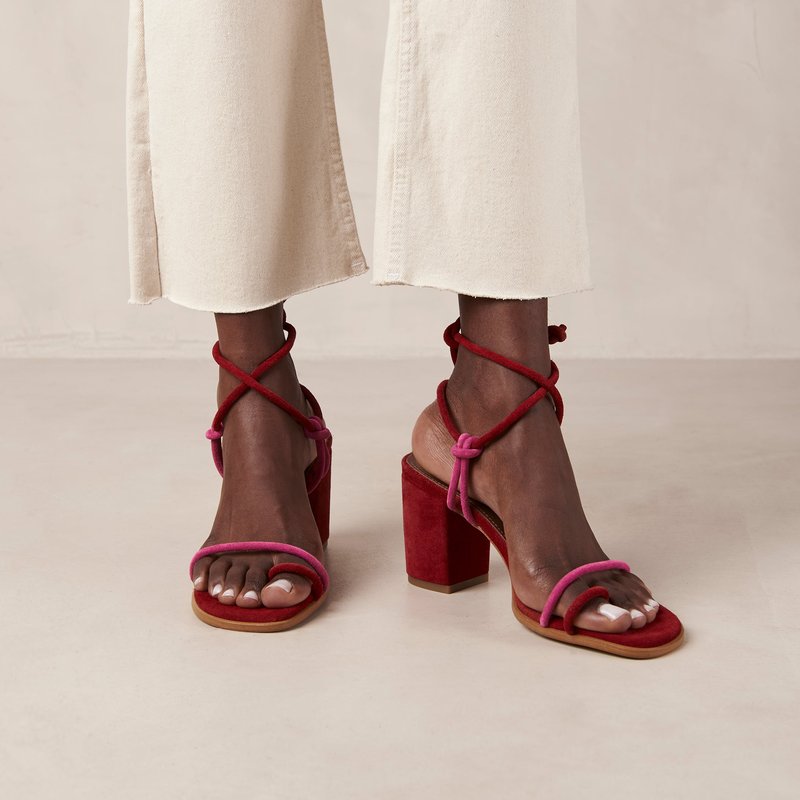 Alohas Grace Bicolor Red Magenta Leather Sandals