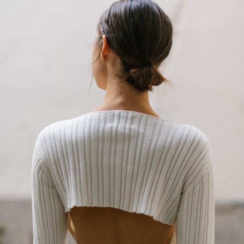 Alohas Honest Backless Knit Top In White