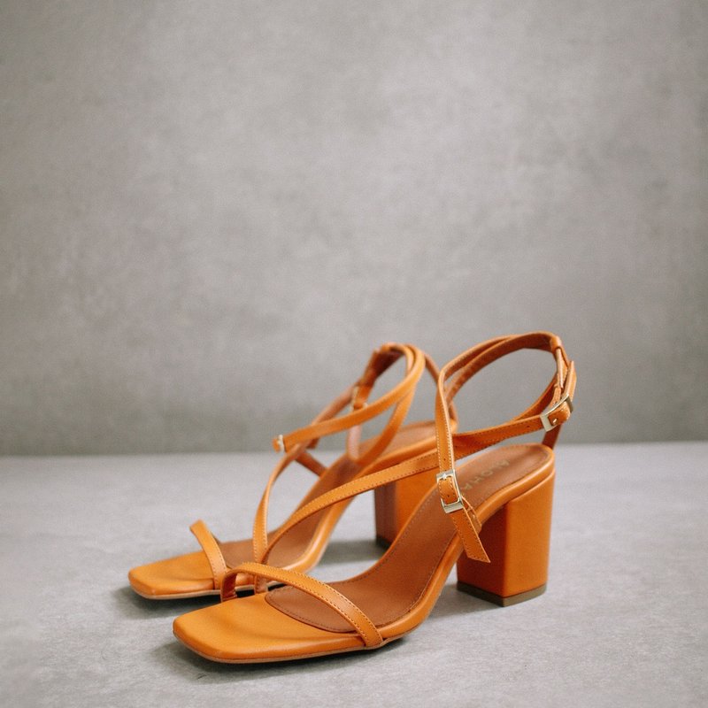 Alohas Manhattan Leather Sandals In Orange