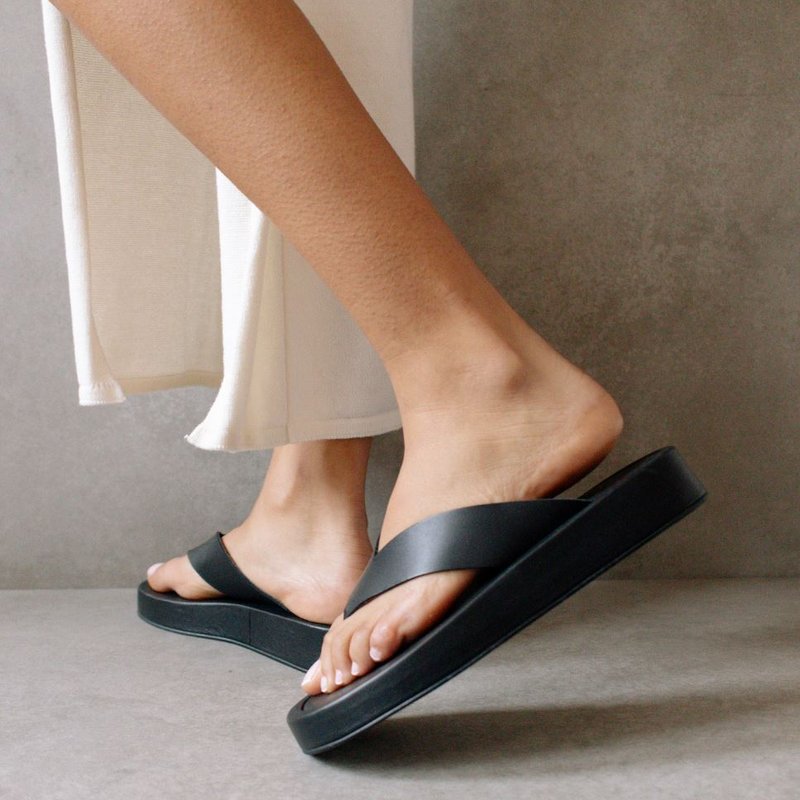 Shop Alohas Overcast Leather Sandals In Black