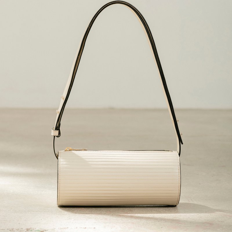 Shop Alohas The I Pleated Cream Leather Shoulder Bag In White