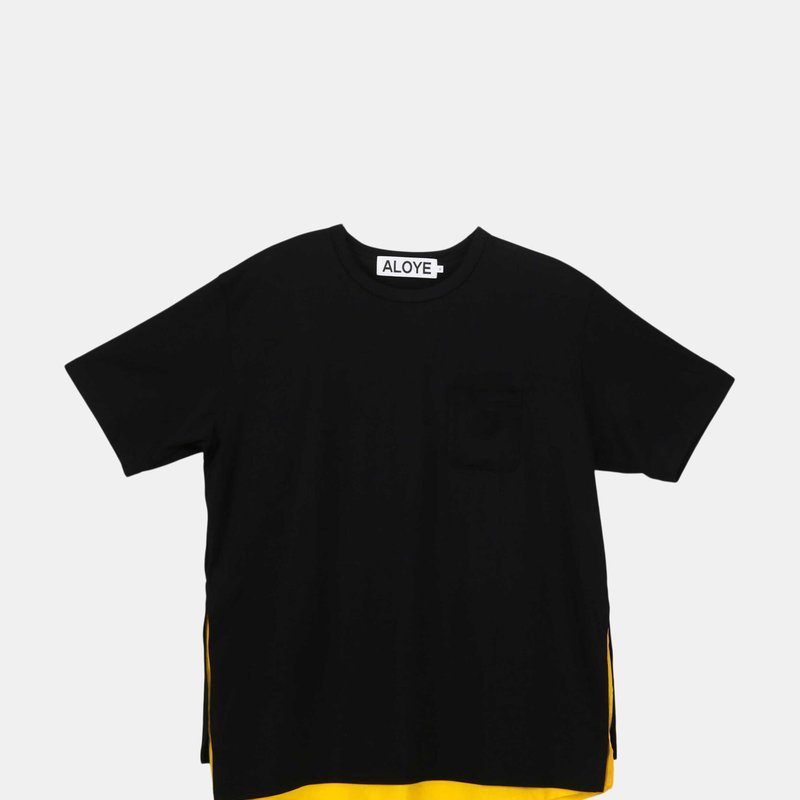 Aloye Men's Black / Yellow Shirt Fabrics Short Sleeve Layered T-shirt Graphic