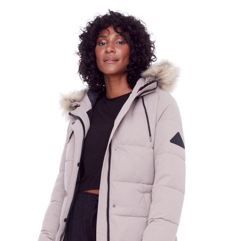 Shop Alpine North Aulavik | Women's Vegan Down (recycled) Mid-length Hooded Parka Coat, Light Taupe In White