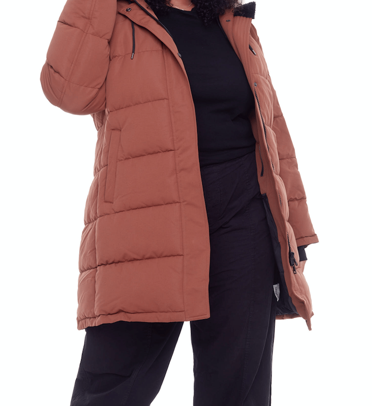 Shop Alpine North Aulavik Plus | Women's Vegan Down (recycled) Mid-length Hooded Parka Coat, Maple (plus Size) In Orange
