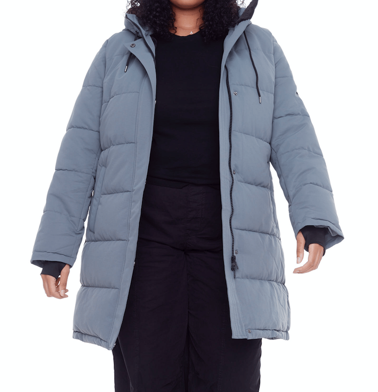 Shop Alpine North Aulavik Plus | Women's Vegan Down (recycled) Mid-length Hooded Parka Coat, Slate (plus Size) In Blue