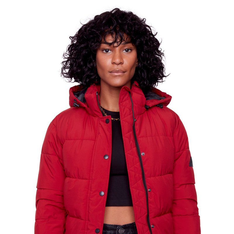 Shop Alpine North Forillon | Women's Vegan Down (recycled) Short Quilted Puffer Jacket, Deep Red