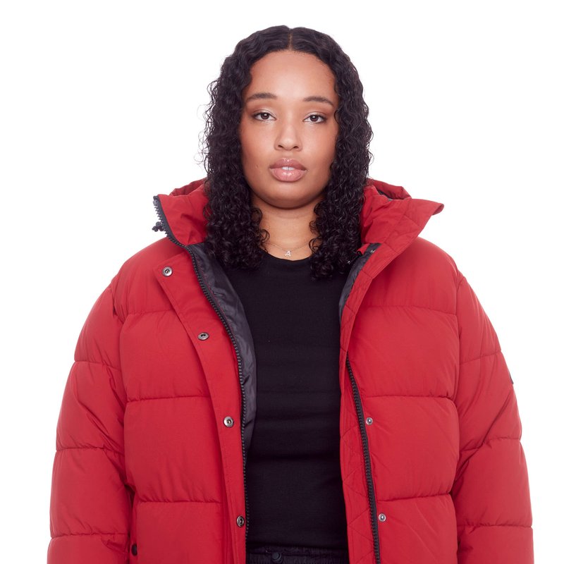 Shop Alpine North Forillon Plus | Women's Vegan Down (recycled) Short Quilted Puffer Jacket, Deep Red (plus Size)