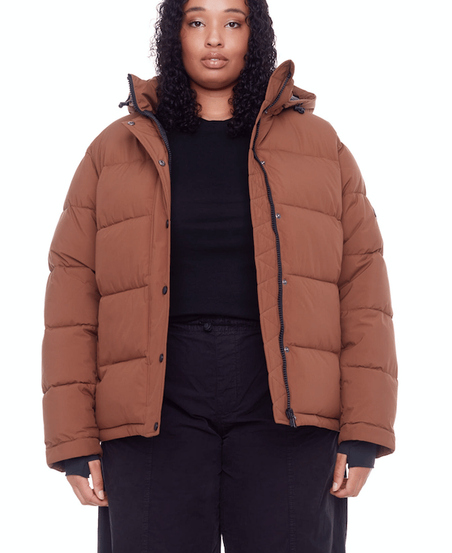 Shop Alpine North Forillon Plus Women's Vegas Down (recycled) Short Quilted Puffer Jacket, Maple (plus Size) In Brown