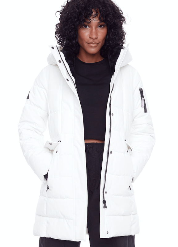 Shop Alpine North Kootney | Women's Vegan Down (recycled) Mid-length Parka, Cloud In White
