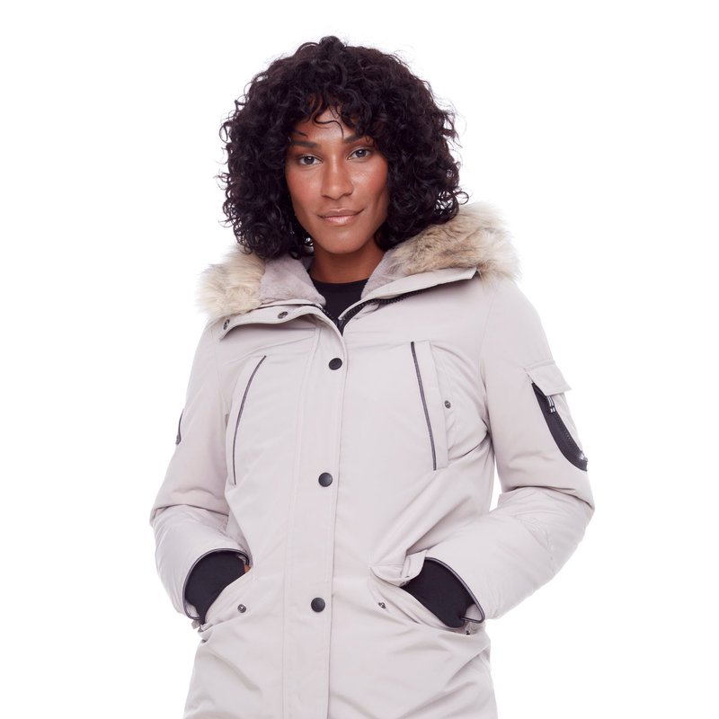 Alpine North Laurentian | Women's Vegan Down (recycled) Long Parka, Taupe In White
