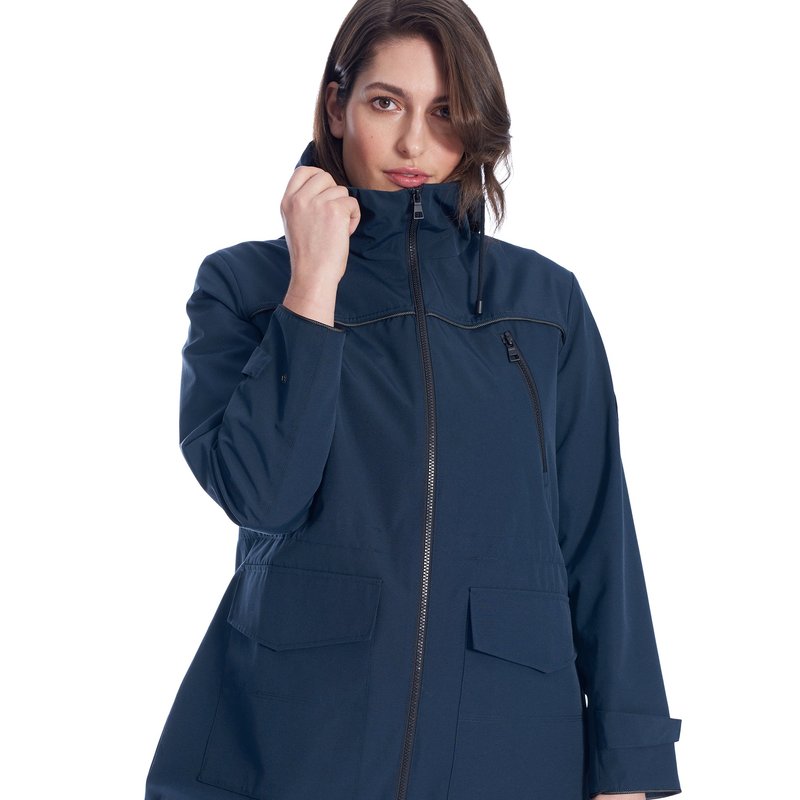 Alpine North Women's Drawstring Raincoat, Navy/plus Size In Blue