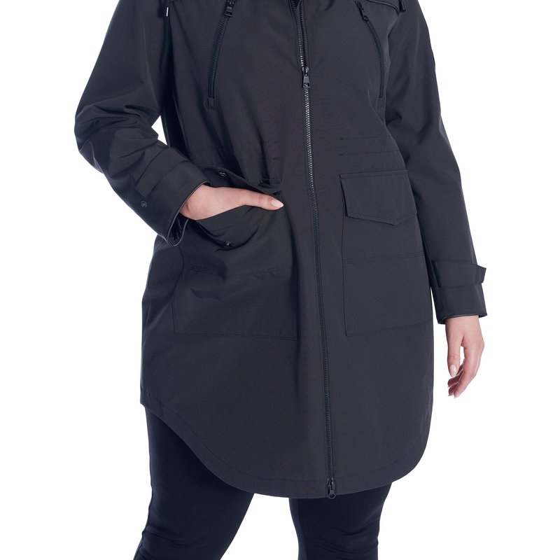 Alpine North Women's Drawstring Raincoat, Pewter/plus Size In Black