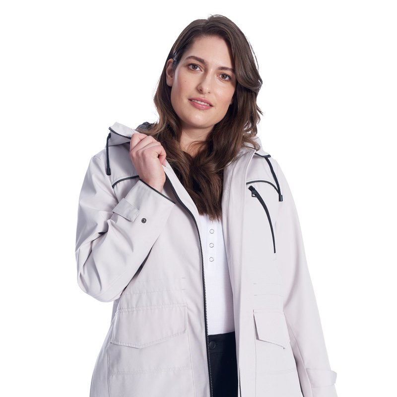 Shop Alpine North Women's Drawstring Raincoat, Platinum/plus Size In Grey