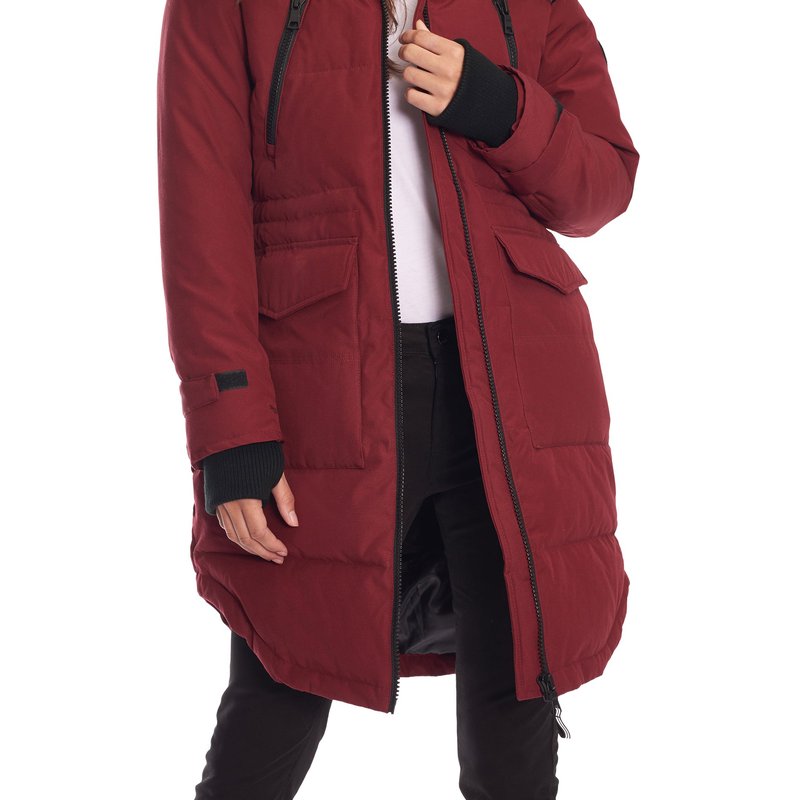 Shop Alpine North Women's Vegan Down Recycled Drawstring Parka, Oxblood In Red